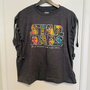 Star Wars T-Shirt with Custom Fringe, Charcoal Grey